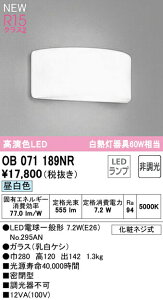 �I�[�f���b�N OB071189NR LED�u���P�b�g���C�g ���M�����60W���� R15�����F �N���X2 �����F �񒲌� �Ɩ���� �Ǖt�� �����Ɩ�