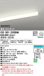 オーデリック OD301235BM LEDベースライト LED-SLIM LED一体型 導光パネルタイプ Cチャンネル回避型 3200lmタイプ 連結端部用 CONNECTED LIGHTING LC-FREE 調光・調色 Bluetooth対応 照明器具 施設・店舗向け 天