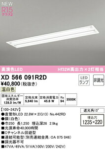 �I�[�f���b�N XD566091R2D ���������ǌ`LED�����v��p�x�[�X���C�g LED-TUBE R15�����F �N���X2 40�` �����^ ���ʊJ���^ W220 2���p Hf32W���o��×2������ �Б����d�E�Б��z�� G13���� �񒲌� �����F �Ɩ�