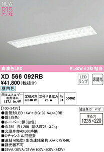 I[fbN XD566092RB ǌ`LEDvpx[XCg LED-TUBE R15F NX2 40` ^ ʊJ^ W220([o[t) 2p FL40W×2 БdEБz G13 񒲌 F 