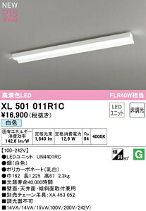 オーデリック XL501011R1C LEDベースライト LED-LINE R15高演色 クラス2 直付型 反射笠付 40形 2000lmタイプ FLR40W×1灯相当 非調光 白色4000K 照明器具 壁面・天井面・傾斜面取付兼用 店舗・施設向け 天井