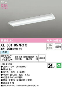 オーデリック XL501057R1C LEDベースライト LED-LINE R15高演色 クラス2 直付型 ボックスタイプ 40形 2000lmタイプ FLR40W×1灯相当 非調光 白色4000K 照明器具 壁面・天井面・傾斜面取付兼用 店舗・施設向