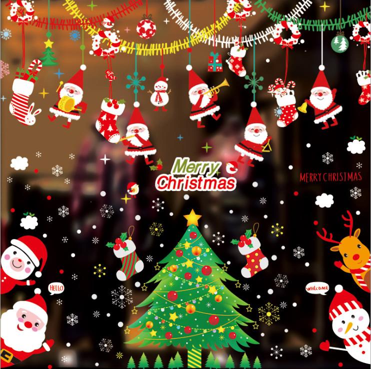 サンタクロース オーナメント+クリスマスツリーの２枚セット 簡単 貼るだけ クリスマス気分もぐっと盛り上がります 送料無料 ２枚セットウォールステッカー 送料無料 クリスマス オーナメントやクリスマスツリー ガラスステッカー店舗 70％OFFアウトレット 装飾 おしゃれ サンタ カッティングシート メリークリスマス endsale_18 ショーウィンドウ クリスマスプレゼントお歳暮
