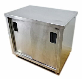 【中古】 タニコー 業務用 ステンレス製 食器庫 870×600×800 / 厨房 扉付き 作業台 調理台 引戸