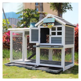 ウサギケージ うさぎケージ ウサギ小屋 うさぎ小屋 ラビットケージ 屋外ウサギケージ木製鶏小屋 屋外二層木製チキン小屋 木製小動物 ア