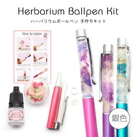【ハーバリウムペン】 銀 手作りキット ハーバリウム用ボールペン 【メール便対応】 ハーバリウム 　ハーバリューム 　ハンドメイドペン　手作り