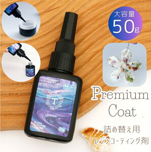 【10%OFFクーポン配布中】レジン コーティング液 A 50g 詰め替え用 プレミアム コート どぼん ドボン液 刷毛付きボトル 大容量 レジン液 トップコート 艶だし 修復 【メール便対応】レジ