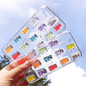 iPhone Case Bear Gummy iPhoneケース ベアー グミ 熊 クマ キラキラ クリッター クリア 星 キャラクター 立体的 アイフォンXR Xs Max Xs X 8 7 6s 6 8 7 6s 6プラス ブランド デザインケース スマートフォンケース スマホケース スマホカバー アイフォンケース