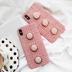 iPhone Design Case Tweed button ツイード ボタン フランネル チェック柄 英国風 イギリス ブリティッシュ ヘリンボーン おしゃれ スタイリッシュ アイフォンXR Xs Max Xs X 8 7 8 7プラス ブランド デザイン スマートフォン スマホケース スマホカバー アイフォンケース