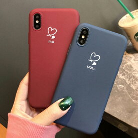 iPhone You & me Simple Heart TPU Case ユーアンドミー カップル シンプル ハート レッド ブルー ワンポイント ペア 友達 アイフォン 11 11 Pro 11 Pro Max XR Xs Max Xs X 8 7 8 7プラス ブランド デザイン スマートフォン スマホケース スマホカバー アイフォンケース