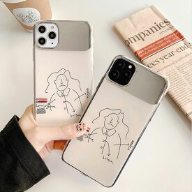 iPhone Fashion Sketch Mirror Case iPhoneケース スマホケース ミラー 鏡 アート スケッチ おしゃれ シンプル 大人可愛い 韓国 SE2 11 11 Pro 11 Pro Max XR Xs Max Xs X 8 7 8 7プラス アイフォンケース スマートフォンケース スマホ スマートフォン