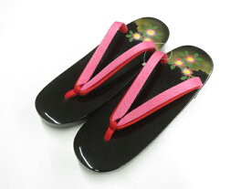 【中古】和装小物 塗り下駄 花 桐 未使用品 美品 r8w04-257【リサイクル】宝の山