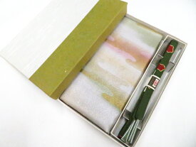 【中古】和装小物 未使用 帯揚げ帯締めセット 帯揚 帯締 高麗組 金糸 箱付 美品 r8w04-263【リサイクル】宝の山