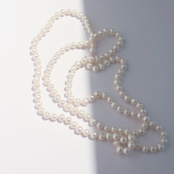 淡水パール2連ロングお花金具付きネックレス✾ 【公式通販】