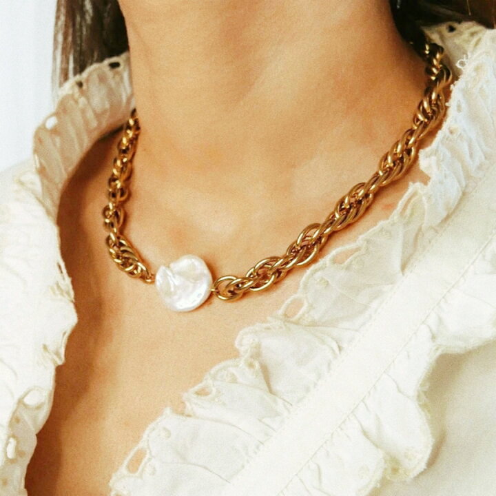 楽天市場】ステンレス ネックレス チェーン 淡水パール ネックレス 