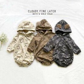 CLOUDY, FINE LATER くま耳ロゴ柄ロンパース つなぎ カバーオール オールインワン ベビー ベビー服 服 男の子 女の子 70cm 80cm おしゃれ かわいい ナチュラル 大人可愛い シンプル ギフト プレゼント 贈り物 お祝い 誕生日プレゼン 【メール便対応】