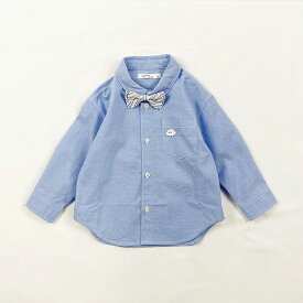 OUTLET！CLOUDY, FINE LATER 蝶ネクタイつきフレンチシックシャツ [ ベビー 赤ちゃん キッズ こども 子供 服 男の子 女の子 80 90 100 110 120 130 おしゃれ かわいい カジュアル シンプル ギフト お祝い 誕生日プレゼント バースデー クラウディチェ