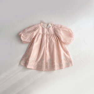 coto cotte 裾刺繍シアーパフワンピ [ ベビー 赤ちゃん キッズ こども 子供 服 男の子 女の子 70 80 90 100 110 120 おしゃれ かわいい シンプル ギフト お祝い 誕生日プレゼント バースデー コトコト