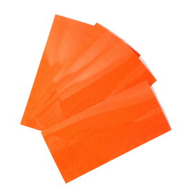 オレンジ高輝度反射シート 4枚セット 220×100mm 反射材 シール のり付き 【端材利用】車 バイク 標識 靴 壁 ブロック