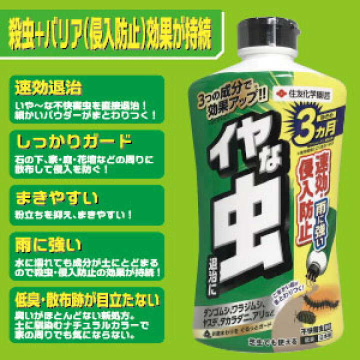 楽天市場 家庭園芸用 殺虫剤 住友化学 不快害虫 粉剤 徳用1 1kg ２ ダンゴムシ ヤスデ ムカデ クロアリなどの退治に芝生でも使えます たかしまオンラインショップ
