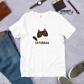 Caturday 猫tシャツ 猫グッズ ネコ柄 猫柄 服 ねこ柄 シャツ 誕生日プレゼント 彼女 猫好き かわいい おもしろ 可愛い ねこ 猫 メンズ レディース ペアルック おしゃれ