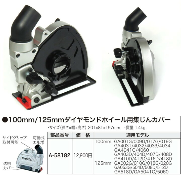 楽天市場】マキタ 集じんカバー 100mm/125mm ダイヤモンドホイール用 A 