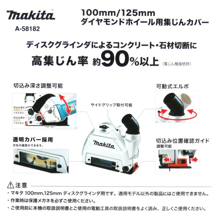 楽天市場】マキタ 集じんカバー 100mm/125mm ダイヤモンドホイール用 A 