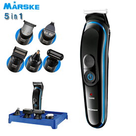 電動バリカン ヘアカッター　髪切りセット　5in1多機能　MARSKE　USB充電 水洗い 3/5/7/9/11mm 高品質ステンレス刃　 散髪用 ショートヘア用 子供用 家庭用 水洗い可 取り外し可 プロ仕様