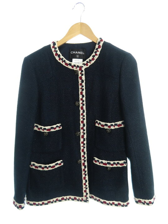 楽天市場】【CHANEL】シャネル『ノーカラージャケット size42  