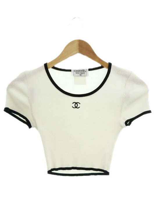 Preowned 1990s Chanel Rib Knit Cropped Top ($399) ❤ liked on