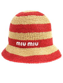【MIUMIU】ミュウミュウ『ロゴ バケットハット sizeS』5HC305 2F6E 2022 レディース 帽子 1週間保証【中古】