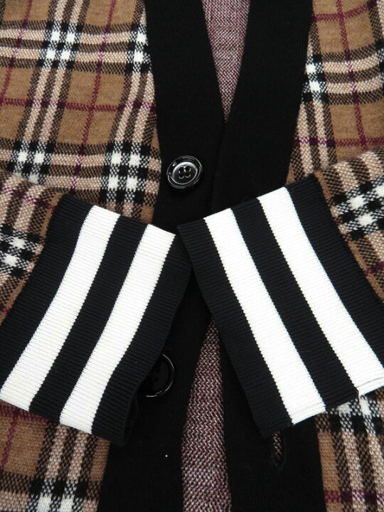 バーバりー BURBERRY 8050766 かーディガン バーバりー ﾌﾞﾗｳﾝ 8050766 ﾉﾊﾞﾁｪｯｸ ｳｰﾙ ｶｰﾃﾞｨｶﾞﾝ XS