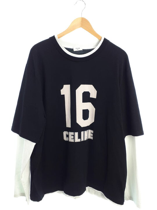 セリーヌ サイズ:M X008370E ロゴプリントTシャツ 中古 SB01 