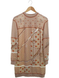 【HERMES】エルメス『Clic Clac a Pois ツイルレーヌ 切替 ニット 長袖ワンピース size36』レディース 1週間保証【中古】