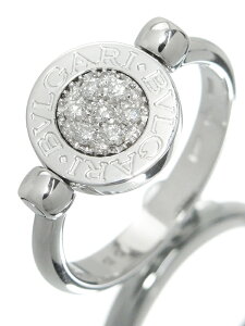 【BVLGARI】【フリップリング】【2Way】【リバーシブル】ブルガリ『K18WG ブルガリブルガリ カルセドニー パヴェダイヤ 回転リング』14号 1週間保証【中古】b05j/h12A