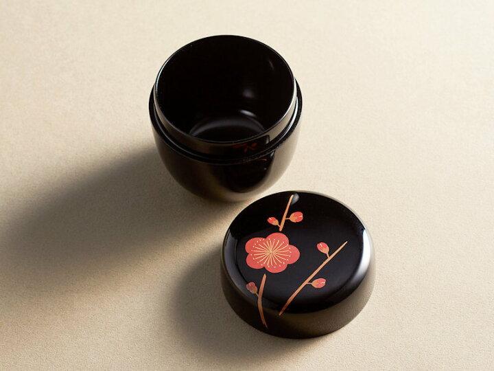 楽天市場】槍梅蒔絵 中棗 黒 1個：本漆塗り 茶道 茶道具 表千家 裏千家 