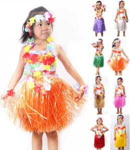 ハワイアン フラダンス レイ アロハ ダンス衣装  プルメリア ブレスレット フラ ホイケ ハワイ 発表会 ハワイ レイ 子供用 可愛い 演出服 仮装 ダンサー 草スカート 女の子 お遊戯会