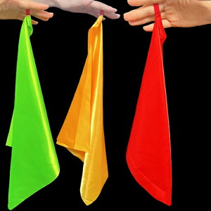 サテン生地 手でぐるぐる回る  踊り ループ付きハンカチ ダンス小道具 舞台演出 華麗 舞う 体育祭 体育会 お祭り ダンス小物 ダンスグッズ 幼稚園 保育園 小学校中学校 運動会