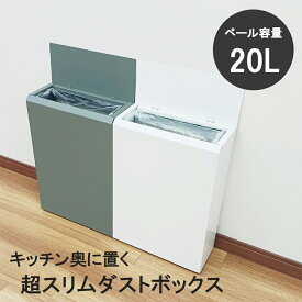 【燕三条製】超スリム スチール ダストボックス 20L ごみ箱 ゴミ箱 省スペース 薄型 ペール 蓋付き 隠しキャスター ごみ袋 スタイリッシュ おしゃれ スチール製 国産 燕三条製