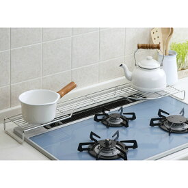 【燕三条製】ステンレス製 コンロ奥ラック 幅78.5cm｜排気口カバー IH ガスコンロ 右利き用 左利き用 キッチンラック キッチン収納 コンロ収納 鍋置き ケトル やかん フライパン 調味料 スパイスラック 日本製 国産