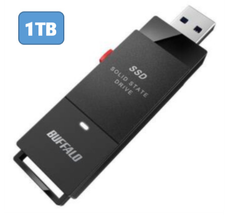 バッファロー BUFFALO SSD-PUT1.0U3-BKC ブラック USB 3.2 Gen 対応 ケーブルレス ポータブルSSD 1TB