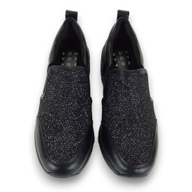 スリッポン レディース 軽い 厚底 スニーカー 2702 ブラック 黒 婦人靴 キラキラ ラメ入り おしゃれ カジュアル シューズ 軽量 軽い 履きやすい