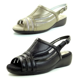 バックベルトサンダル 8683ブラック 黒 パールベージュ本革 天然皮革 レディース 婦人靴オープントゥ サマー シューズ 4cmヒール