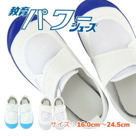 教育パワーシューズ 白 青 ライトブルー 16.0cm--24.5cm 上履き 子供 大人用 幅広 体育館履き 校内履き 上靴 内履き 教育シューズ
