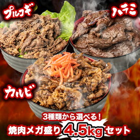 肉の日限定P2倍＆お得なクーポン★選べる！牛焼肉メガ盛り4.5kgセット 肉加工品 食品 お取り寄せ プレゼント 人気 セット お返し 焼肉 セット 焼き肉 牛肉 ハラミ カルビ プルコギ 冷凍 惣菜 簡単 味付き肉