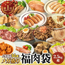 肉の日限定P2倍＆お得なクーポン★ギフトにも豪華14種のお肉メガ盛福肉袋 2.5kg 詰め合わせ セット 食品ランキング1位獲得 大容量 牛肉 豚肉 豚ばら チャーシュー 豚角煮 ハラミ カルビ プルコギ 肉 惣菜 ギフト