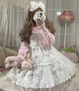 サスペンダースカート仙气花嫁春夏ワンカラーゴスロリワンピース ロリィタ OP Lolita ロリータ コスプレ ウェディングドレス日常服ゴスロリワンピース人形師レディースフリルレース ワイン