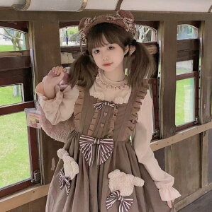 サスペンダースカートJSK仙气花嫁春夏ワンカラーゴスロリワンピース ロリィタ OP Lolita ロリータ コスプレ ウェディングドレス日常服ゴスロリワンピース人形師レディースフリルレース ワイ