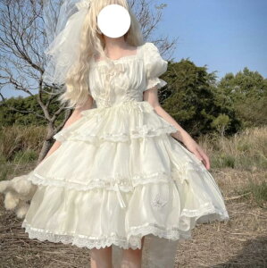 新品サスペンダースカート仙气花嫁春夏ゴスロリワンピース ロリィタ OP Lolita ロリータ コスプレ ウェディングドレス日常服ゴスロリワンピース人形師レディースフリルレース ワインカート