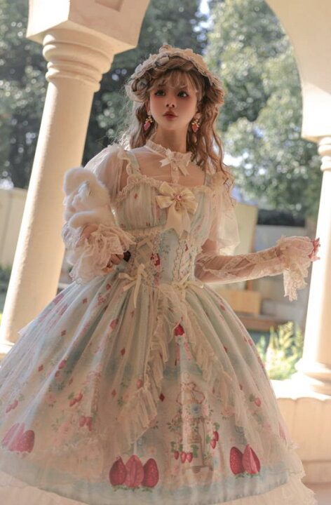 楽天市場】新品 いちご苺柄ロリィタ 半袖OP Lolita ロリータ コスプレ 